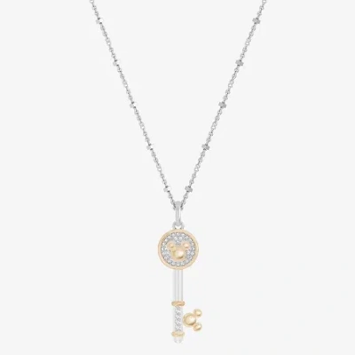 Wonder Fine Jewelry Disney Jewels Collection Mickey Mouse Womens 1/8 Ct. T.w. Natural White Diamond 14k Gold Over Silver In Metallic