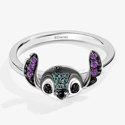 Wonder Fine Jewelry Disney Jewels Collection Womens 1/10 Ct. Natural Blue Diamond Sterling Silver Lilo & Stitch Cocktail In Multi