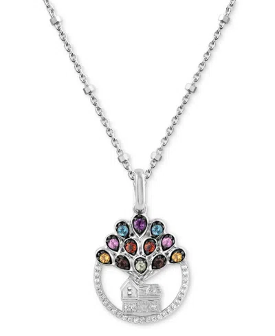 Wonder Fine Jewelry Disney  Multi Gemstone (1/5 Ct. T.w.) & Diamond (1/20 Ct. T.w.) Up House 18" Pend In Sterling Silver