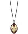 WONDER FINE JEWELRY GARNET IRONMAN MASK 18" PENDANT NECKLACE (5/8 CT. T.W.) IN GOLD-PLATE & BLACK RHODIUM-PLATED STERLIN