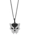Wonder Fine Jewelry Marvel  Black Spinel (1/4 Ct. T.w.) & Diamond (1/8 Ct. T.w.) Black Panther 18" Pe In Sterling Silver