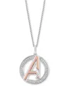 Wonder Fine Jewelry Marvel  Diamond Avengers Logo 18" Pendant Necklace (1/8 Ct. T.w.) In Sterling Sil In Sterling Silver  Rose Gold-plate