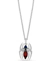 Wonder Fine Jewelry Marvel  Garnet (1-1/10 Ct. T.w.) Sapphire (1/6 Ct. T.w.) & Diamond (1/10 Ct. T.w. In Sterling Silver