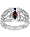 Wonder Fine Jewelry Marvel  Garnet (1/4ct. T.w.) Sapphire (1/20 Ct. T.w.) & Diamond (1/6 Ct. T.w.) Sp In Sterling Silver