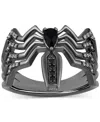 Wonder Fine Jewelry Marvel  Onyx & Diamond (1/10 Ct. T.w.) Venom Spiderman Ring In Black Rhodium-plat In Metallic