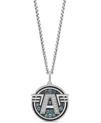 Wonder Fine Jewelry Marvel  Swiss Blue Topaz (3/8 Ct. T.w.) & Diamond (1/10 Ct. T.w.) Captain America In Sterling Silver