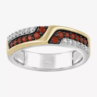 Wonder Fine Jewelry Mens 1/5 Ct. Genuine Red Garnet 14k Two Tone Gold Avengers Iron Man Band In Transparent