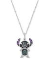 Wonder Fine Jewelry Disney  Multicolor Diamond Stitch 18" Pendant Necklace (1/6 Ct. T.w.) In Sterling In Sterling S