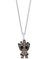 WONDER FINE JEWELRY ONYX & CHAMPAGNE DIAMOND (1/5 CT. T.W.) GROOT 18" PENDANT NECKLACE IN STERLING SILVER