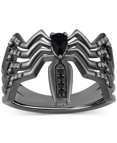 Wonder Fine Jewelry Onyx & Diamond (1/10 Ct. T.w.) Venom Spiderman Ring In Sterling Silver With Black Rhodium