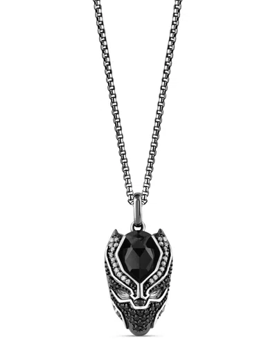 Wonder Fine Jewelry Onyx, Black Spinel (1/5 Ct. T.w.) & Diamond (1/8 Ct. T.w.) Black Panther 18" Pendant Necklace In Ste In Black Rhod