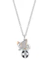 Wonder Fine Jewelry Disney  Sapphire (1/8 Ct. T.w.) & Diamond (1/10 Ct. T.w.) Dumbo 18" Pendant Neckl In Sterling Silver  Rose Gold-plate
