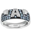 Wonder Fine Jewelry Marvel  Men's Swiss Blue Topaz (3/4 Ct. T.w.) & Diamond (1/10 Ct. T.w.) Captain A In Sterling Silver