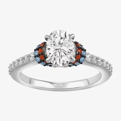 Wonder Fine Jewelry Womens 1 1/4 Ct. Lab Grown White Diamond 14k White Gold Captain America Side Stone 3-stone Engagemen In Transparent