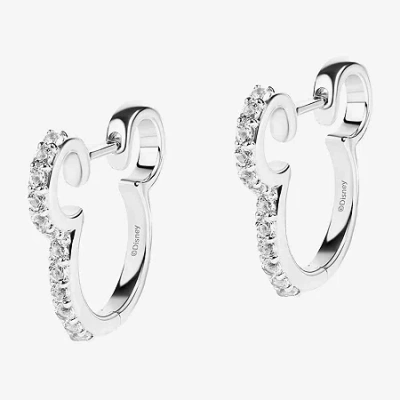 Wonder Fine Jewelry Womens 1/7 Ct. T.w. Genuine White Topaz Sterling Silver 16.6mm Mickey Mouse Hoop Earrings In Transparent