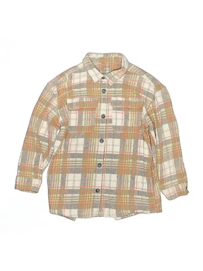 Pre-owned Wonder Nation Kids' Long Sleeve Button Down Shirt In Brown