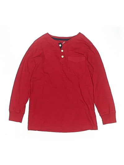 Pre-owned Wonder Nation Kids' Long Sleeve Henley Shirt In Red
