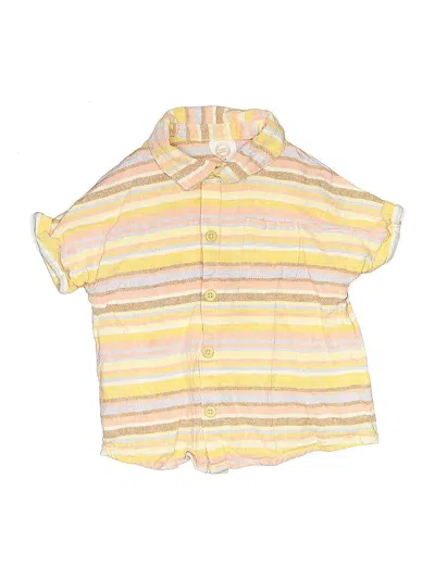 Pre-owned Wonder Nation Kids' Short Sleeve Button Down Shirt In Yellow