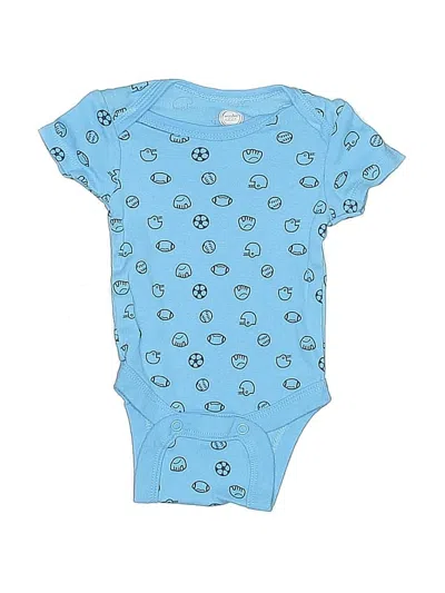 Pre-owned Wonder Nation Babies' Short Sleeve Onesie In Blue