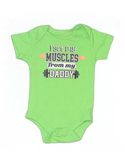 Pre-owned Wonder Nation Babies' Short Sleeve Onesie In Green