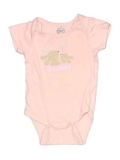 Pre-owned Wonder Nation Kids' Short Sleeve Onesie In Pink