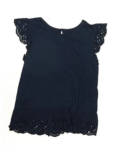 Pre-owned Wonder Nation Kids' Short Sleeve Top Blue Ruffles Neckline Tops