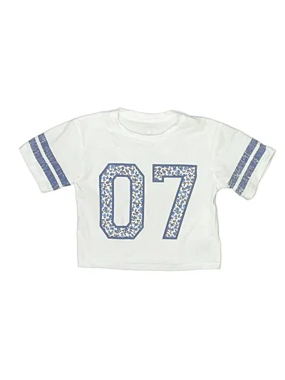 Pre-owned Wonder Nation Kids' Short Sleeve Top White Crew Neck Tops