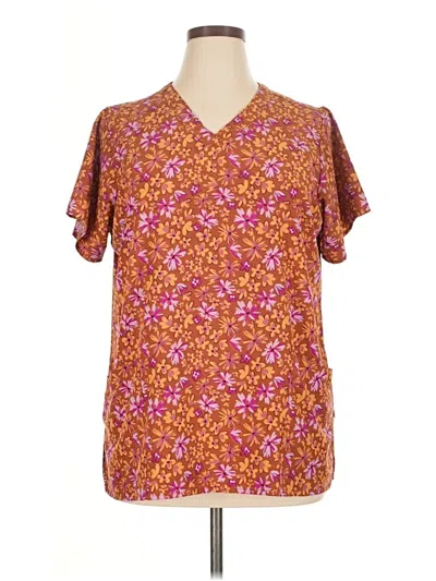 Pre-owned Wonder Wink Short Sleeve Blouse In Brown