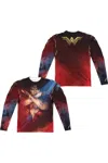Wonder Woman Movie Arms Crossed (front/back Print) Long Sleeve Adult Poly Crew Tee / T-shirt In Red