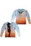 Wonder Woman Movie Poster (front/back Print) Long Sleeve Adult Poly Crew Tee / T-shirt In Orange