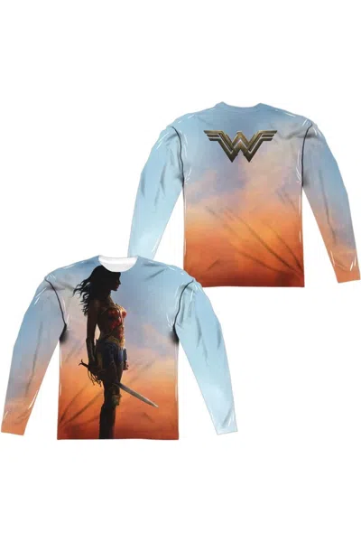 Wonder Woman Movie Poster (front/back Print) Long Sleeve Adult Poly Crew Tee / T-shirt In Orange