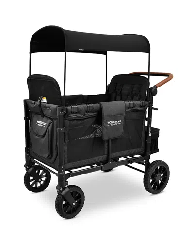 Wonderfold W4 Luxe Quad Stroller Wagon, 4 Seater In Volcanic Black