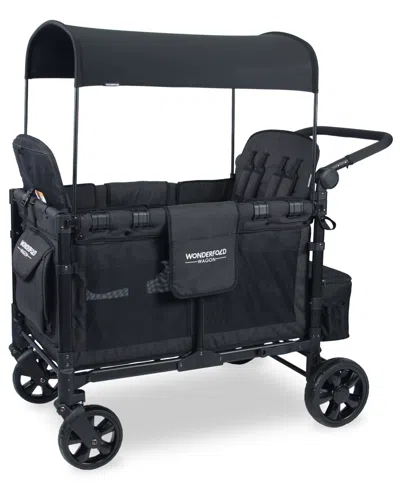 Wonderfold Wagon Babies' W4 Elite Front Zippered Quad Stroller Wagon In Volcanic Black