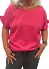 Wonderful & Young Cinched Sleeve Blouse Top In Pink