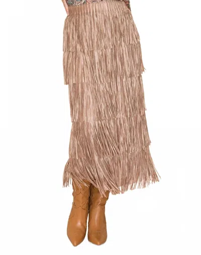 Wonderful & Young Showgirl Fringe Skirt In Brown