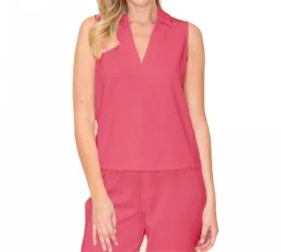 Wonderful & Young Sleeveless V Neck Top In Pink