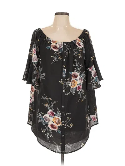 Pre-owned Wonderland By Orange 3/4 Sleeve Blouse In Black