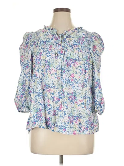 Pre-owned Wonderly 3/4 Sleeve Blouse In Blue