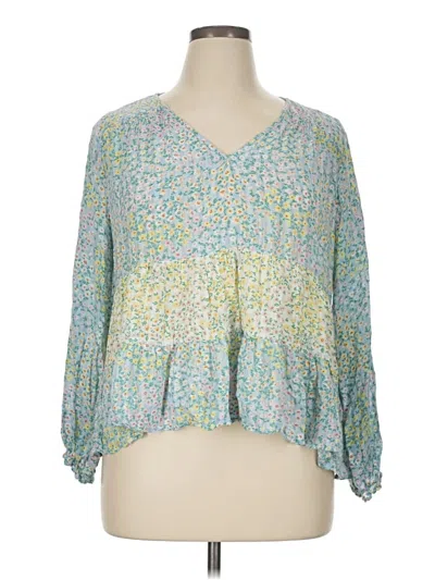 Pre-owned Wonderly 3/4 Sleeve Blouse In Blue