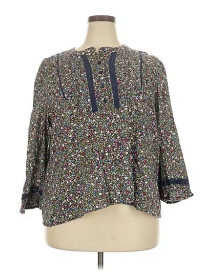 Pre-owned Wonderly 3/4 Sleeve Blouse In Gray