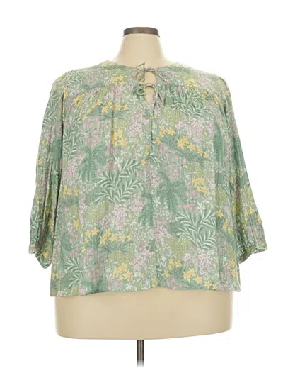 Pre-owned Wonderly 3/4 Sleeve Blouse In Green