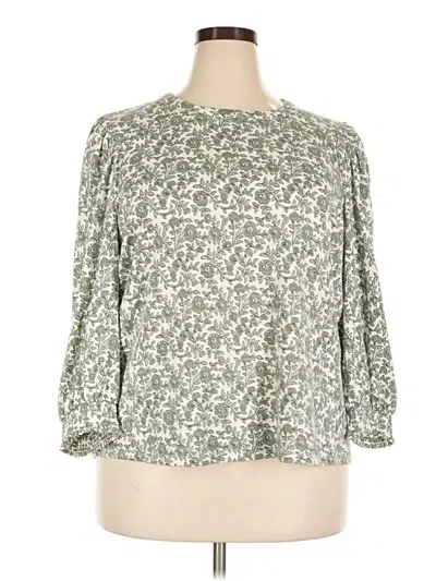 Pre-owned Wonderly 3/4 Sleeve Blouse In Green