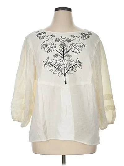 Pre-owned Wonderly 3/4 Sleeve Blouse In Ivory