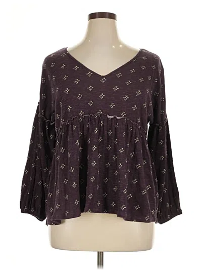 Pre-owned Wonderly 3/4 Sleeve Blouse In Purple