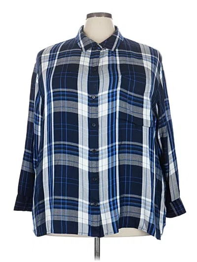 Pre-owned Wonderly 3/4 Sleeve Button Down Shirt In Blue