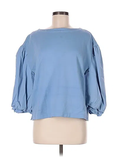 Pre-owned Wonderly 3/4 Sleeve Top Blue Boatneck Tops