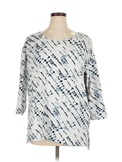 Pre-owned Wonderly 3/4 Sleeve Top Blue Crew Neck Tops