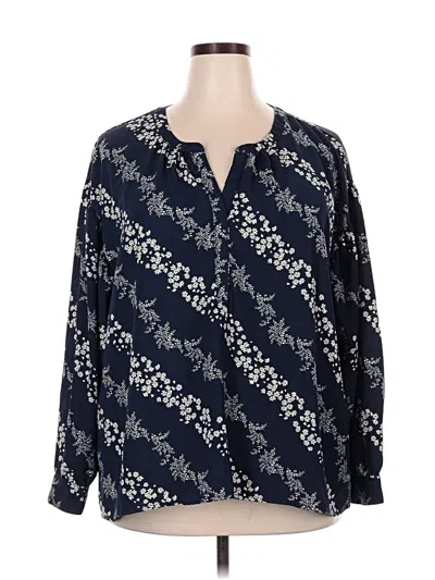 Pre-owned Wonderly Long Sleeve Blouse In Blue