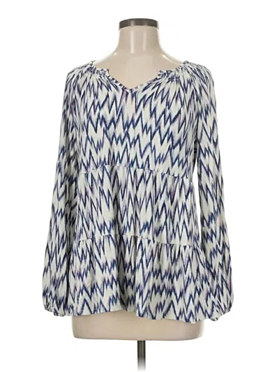 Pre-owned Wonderly Long Sleeve Blouse In Blue