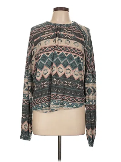 Pre-owned Wonderly Long Sleeve Blouse In Blue